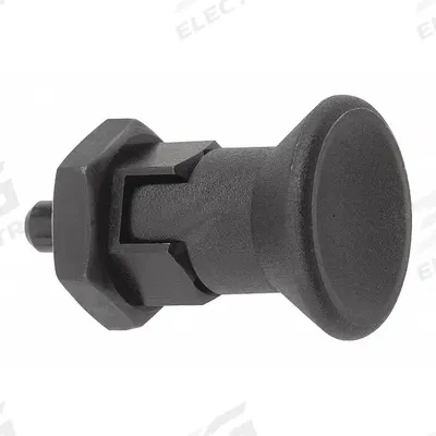 KIPP Indexing Plunger: Locking, Steel, M16x1.5 Thread - Locking Short-Pin Pull-Knob Indexing Plungers with Jam Nut