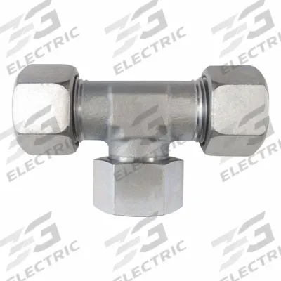 BRENNAN INDUSTRIES Compression Tee Fitting: M36x2.0 x M36x2.0 x M36x2.0 Thread Size, Steel - Flareless Bite-Type Steel Compression Fittings