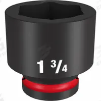 MILWAUKEE Standard Impact Socket: 3/4 in Drive Size, SAE, 1 3/4 in Socket Size, 6-Point, Std (MPN 49-66-6319). Key specifications — attr1215501: MILWAUKEE; attr1215515: Black Phosphate; attr1215518: 1-3/4 in.