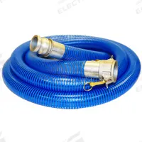 Suction and Discharge Hose: 2 in Hose Inside Dia., 90 psi, Blue/Clear, 2 in x 2 in Fitting Size (MPN BWS200-10CE). Key specifications — Temp. Range: -40° to 150°F; Hose Color: Blue; Brand: KURIYAMA.