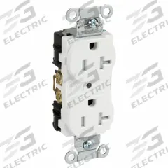 HUBBELL Receptacle: Duplex, 5-20, White, 125V AC, 20 A, 2 Pole / 3 Wire (MPN BR20WHITR)