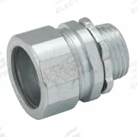 Rigid Compression Connector: Iron/Steel, 1 1/4 in Trade Size, 1 15/16 in Overall Lg (MPN 1805). Key specifications — Trade Size: 1-1/4 in; Overall Length: 1-15/16 in; Finish: Zinc Plated; For Use With: Boxes; Thread Size: 1-1/4"-11-1/2; Thread Type: NPS; Thread Gender: Male; Insulated: No.