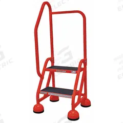 COTTERMAN Rolling Ladder: 1.5 ft Platform Ht, Partially Assembled, Steel, Wt-Actuated Auto-Lock (MPN ST-202 A2 C6 P5). Key specifications — Includes Handrails: Handrails Included; Material: Steel; Brand: COTTERMAN; Color: Red.