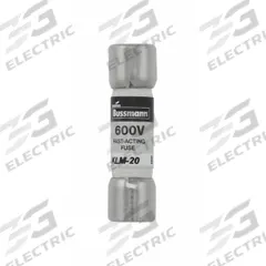 BUSSMANN Fuse: KLM Series, Midget, Fast-Acting, 20 A, 600 V AC, 600 V DC, 13/32 in x 1 1/2 in (MPN KLM-20). Key specifications — attr1287209: KLM; attr211192: BUSSMANN.