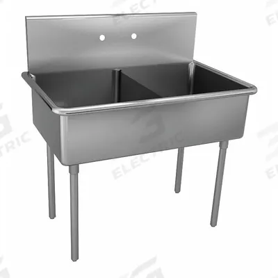 JUST MANUFACTURING Scullery Sink: 2 Bowls, 48 in Overall Ht, 51 in Overall Lg - Two-Bowl Freestanding Kitchen & Bar Sinks without Faucets