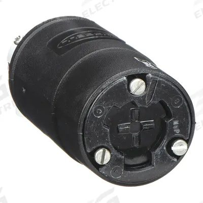 HUBBELL Locking Connector: Non-NEMA, Black, 125V AC, 20 A Current Rating, 2 Poles - General Purpose Connectors