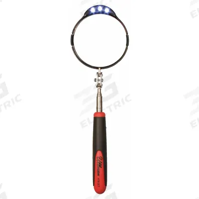 ULLMAN Inspection Mirror: 3 3/8 in Dia Mirror Size, Mirr. Mat. Stainless Steel - Illuminated Inspection Mirrors