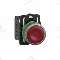 SCHNEIDER Illuminated Push Button: Illuminated, Flush Profile, Non-Metallic, 22 mm, 1NO/1NC (MPN XB5AW34B5). Key specifications — Brand: SCHNEIDER; Action: Momentary; Series: XB5; Push Button Material Type: Non-Metallic.
