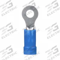 PANDUIT Ring Terminal: Blue, Vinyl Insulation, #6 Stud Size, 16 AWG to 14 AWG Wire Sizes, 600 V (MPN PV14-6R-M). Key specifications — attr1308027: PANDUIT; attr1356513: PV14; attr1356587: Funnel Entry.