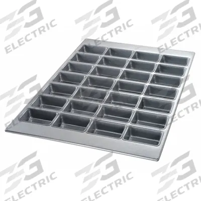 CHICAGO METALLIC Mini Loaf Pan: Aluminized Steel, 28 Slots, 17 7/8 in Overall Wd - Bread & Loaf Pans