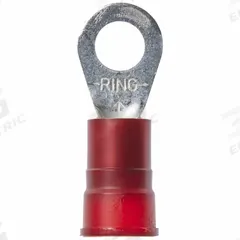 3M Ring Terminal: Red, Nylon Insulation, 1/4 in Stud Size, 8 AWG to 8 AWG Wire Sizes, 1,000 V (MPN MN8-14R/SK). Key specifications — attr1308027: 3M.