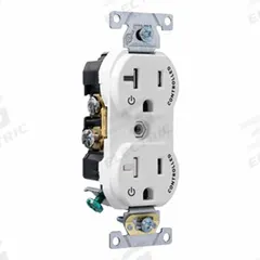 LEVITON Plugs and Receptacles: Duplex, 5-20, White, 125V AC, 20 A, 2 Pole / 3 Wire (MPN TBR20-S2W)