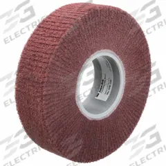 SCOTCH-BRITE High Strength Flap Brush: 8 in Dia x 1 in W, 3 in Arbor, Aluminum Oxide, Medium, HS-FB (MPN 7010366465). Key specifications — Series: HS-FB; Brand: SCOTCH-BRITE.
