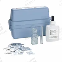 HACH Alkalinity Test Kit: Alkalinity, 23 to 495 gpg/385 to 8,500 mg/L, 23gpg/385 mg/L, 100 Tests (MPN 2314500). Key specifications — Includes: Carrying Case; Range: 385 to 8,500 mg/L; Sensitivity: 385 mg/L; Test Parameters: Alkalinity.