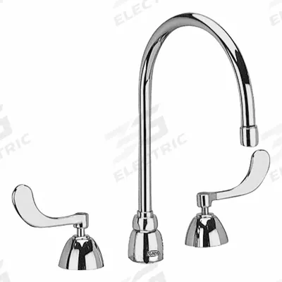 ZURN Gooseneck Kitchen/Bathroom Faucet: AquaSpec, Brass, Widespread, Deck, 3 Mounting Holes - Widespread Kitchen Faucets