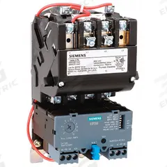 SIEMENS NEMA Magnetic Motor Starter: Non-Reversing, 3 Poles, NEMA Size 1, 27 A, 120V AC Coil (MPN 14DUA32AF). Key specifications — Brand: SIEMENS; Auxiliary Contact Form: 1NO; Coil Voltage: 110/120V AC; Phase: Three; Terminal Connection Type: Screw Terminals; Auxiliary Contacts Included: 1NO; Signaling Features: Pilot Light; Thermal Units Required: None (Not Applicable to Electronic Overloads).