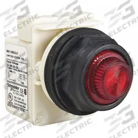 SCHNEIDER ELECTRIC Pilot Light: 30 mm Panel Mounting Size, Red, LED, 9001SK Series (MPN 9001SKP8LRR31). Key specifications — Series: 9001SK; Brand: SCHNEIDER; Includes Push-To-Test: No Push-To-Test Included.