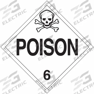 LABELMASTER Poison Placard: Poison, 10 3/4 in x 10 3/4 in, 10 3/4 in Label Ht, Vinyl - Class 6: Toxic, Poison Inhalation & Infectious Substances