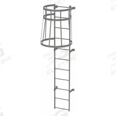 TRI-ARC Fixed Ladder with Safety Cage: 10 ft Overall Ht, 18 in Overall Wd, Steel, 11 Rungs (MPN WLFC1111). Key specifications — Brand: TRI-ARC; Assembly: Assembled; Number of Sections: 1.