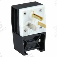 HUBBELL Straight Blade Plug: 5-50P, 125V AC, 50 A, 2 Pole, 3 Blade, Black (MPN HBL9361)