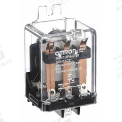 OMRON Flange Mount Relay: Surface (Side Flange) Mounted, 10 A Current Rating, 120V AC, SPDT (MPN MJN1CF-AC120). Key specifications — Brand: OMRON; Base Type: Square; Mounting Style: Side Flange; Electrical Connection: Quick-Connect Terminal; Manufacturer Part Number: MJN1CF-AC120; Operating Current: 10 A at 240V AC (Inductive Load); Series: MJN Series.