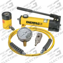 ENERPAC Hollow Hydraulic Ram Pump Set: 12 ton Cylinder Nominal Capacity, 1 5/8 in Cylinder Stroke (MPN SCH121H). Key specifications — attr96781: GA4; attr96779: 6Z269 (Mfr. No. RCH121); attr96780: 6W141 (Mfr. No. P142); attr98877: ENERPAC.