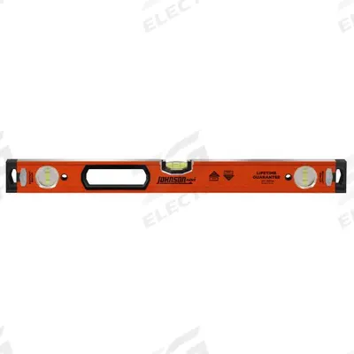 JOHNSON LEVEL HD Aluminum Box Level: Level & Plumb, Box, Cushioned, Cushioned, 24 in Overall Lg - Standard Box Levels