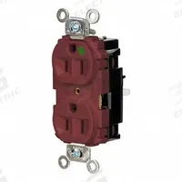HUBBELL Receptacle: Hospital Grade, Duplex, 5-15R, Red, 125V AC, 15 A, 2 Pole / 3 Wire (MPN HBL8200STR)