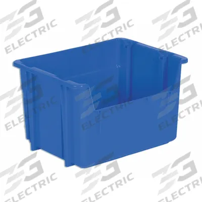 LEWISBINS Stacking and Nesting Tote: 20 1/4 in x 15 1/4 in x 12 3/8 in, Blue - Colored Plastic Bins