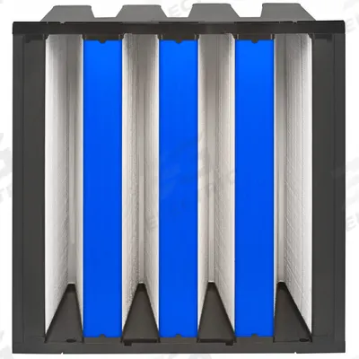 GRAINGER V-Bank Air Filter: 20 in x 20 in x 12 in, Fiberglass, Single Header - MERV 14 V-Bank Air Filters