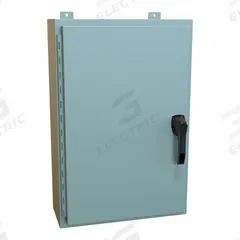 HAMMOND Enclosure: Steel, 30 in x 20 in x 8 in, NEMA 12/13/3R/4, Solid Cover, Hinged (MPN HW30208GYHK). Key specifications — Closure Method: Handle; Brand: HAMMOND; Knockouts: Not Included.