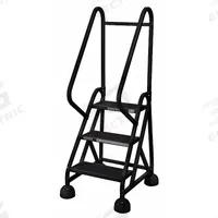 COTTERMAN Rolling Ladder: 2.3 ft Platform Ht, Partially Assembled, Steel, Wt-Actuated Auto-Lock (MPN ST-301 A2 C7 P5). Key specifications — Includes Handrails: Handrails Included; Material: Steel; Brand: COTTERMAN; Color: Black.