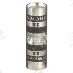 THOMAS & BETTS Open Barrel Splice: 2 AWG Wire Size, Brown Code, 1.25 in, Copper Barrel, 33 Die (MPN 54507). Key specifications — Die Code: 33; Brand: THOMAS & BETTS; Color Code: Brown.