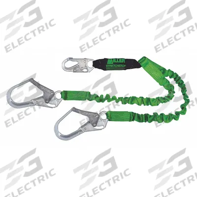 MILLER BY PIP Shock-Absorbing Lanyard: Shock Pack, Steel Rebar Hook, Polyester Web Loop - General Fall Protection Shock-Absorbing Lanyards