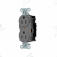 HUBBELL Receptacle: Duplex, 5-15, Gray, 125V AC, 15 A, 2 Pole / 3 Wire (MPN BR15STGY)