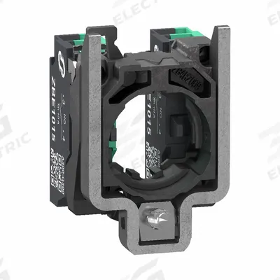 SCHNEIDER Contact Block: 22 mm Panel Mounting Size, 2NO, Momentary, ZB4 Series - Contact Blocks