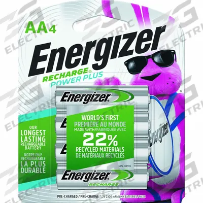 ENERGIZER Rechargeable Battery: AA Battery Size, Nickel-Metal Hydride, 1.2V DC
