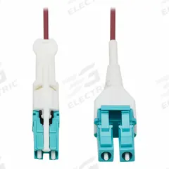 EATON TRIPP LITE Fiber Cable: Multi-Mode, 16.4 ft Lg, CS / PC Male End 1, LC / PC Male End 2, LSZH (MPN N822L-05M-MG). Key specifications — Fire Rating: Riser; Jacket Material: LSZH; Number of Fibers: Duplex; Fiber Type: OM4; Brand: EATON TRIPP LITE; End 1 Connection Gender: Male; End 1 Contact Type Finish: PC; End 2 Connection Gender: Male.