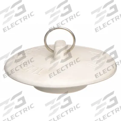 KISSLER Drain Stopper: 1 in Overall Dia, Rubber, Unfinished, White, Pop Up - Stoppers & Plugs for Sink Drains