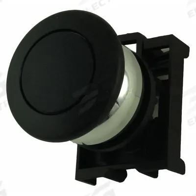 EATON Mushroom Head Push Button: Black, 22 mm Mounting Size, Metallic - Mushroom-Head Push-Button Operators