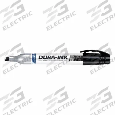 DURA-INK Ink Industrial Marker: 1/8 in Tip Wd, Chisel, Black, Std Actuation Style - General Purpose Ink Markers