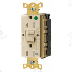 HUBBELL GFCI Receptacle: Hospital Grade, Decorator Duplex, 5-15R, Ivory, GFCI, 125V AC, 15 A (MPN SNAPGFTW82I)