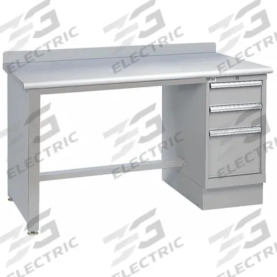 LISTA Workbench: Fixed Ht, Laminate, 72 in x 30 in, 1,000 lb Overall Load Capacity - Dual-Pedestal Workbenches with Risers