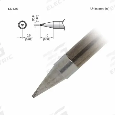 HAKKO Soldering Tip: T39 Series, Chisel, 0.8 mm W - T39 Series Soldering Tips