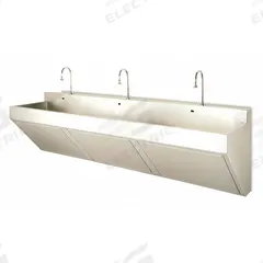 SCRUB-WARE Scrub Sink: 3 Stations, 11 in Bowl Dp, 15 in Bowl Lg, 12 in Bowl Wd, Faucet Included (MPN 4113-SA). Key specifications — Includes Side Splash: Side Splash Not Included; Series: Scrub Sinks; Brand: SCRUB-WARE; Power Source: AC Powered.