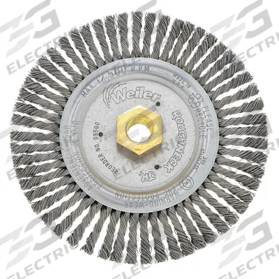 WEILER Wire Wheel Brush: Stainless Steel Stringer Bead, 6" Dia x 3/16" Wd, 5/8"-11 Arbor - Weld-Cleaning Brushes for Stainless Steel