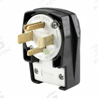 HUBBELL Straight Blade Plug: 14-30P, 125/250V AC, 30 A, 3 Pole, 4 Blade, Black (MPN HBL9432C)