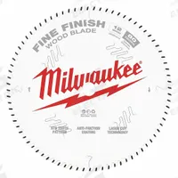 MILWAUKEE Circular Saw Blade: 12 in Blade Dia., 80 Teeth, 0.12 in Cut Wd, 1 in Arbor Size, Finishing (MPN 48-40-1224). Key specifications — attr1116119: MILWAUKEE; attr1145631: Wood.