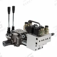 HYDRO CUSTOM Hydraulic Directional Control Valve: Four-Way / Three Positions, 13 gpm Flow Rate - Max (MPN 228322). Key specifications — Port Connections: Outlet; Spool Action: Spring Center To Neutral; Work Connection Size: #8; Work Connection Type: SAE O-Ring Boss; Brand: HYDRO CUSTOM; Pressure Connection Size: #10.