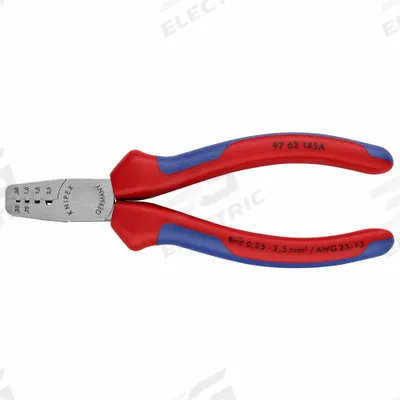 KNIPEX Crimper: Insulated Single Ferrules/Non-Insulated Single Ferrules, Trapezoid Crimp - Pliers-Style Wire Ferrule Crimpers